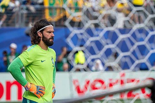 Alisson Becker during Brazil v Morocco on 13 June 2026 at the 2026 FIFA World Cup at NY/NJ Stadium in East Rutherford, NJ