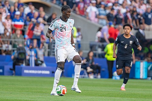 Amadou Onana during Belgium v United States at the 2026 FIFA World Cup