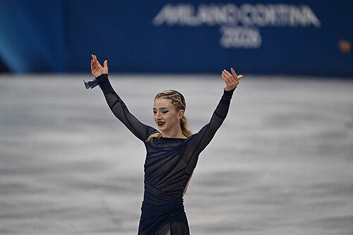 MILAN, ITALY - 19 FEBRUARY 2026: Amber GLENN of United States compete during the Figure Skating Women Single Skating Free Skating at the Olympic Winter Games Milano Cortina 2026 Milano Ice Skating Arena on February 19, 2026 in Milan, Italy