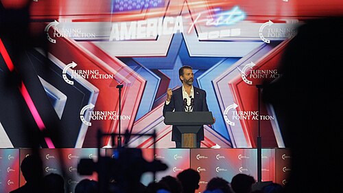 Donald Trump Jr. at AmericaFest 2025 in Phoenix, AZ (December 21, 2025)
