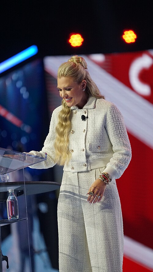 Erika Kirk presenting the Charlie Kirk Courage Award at AmericaFest 2025 (December 20, 2025)