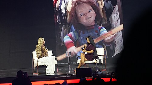 Erika Kirk and Nicki Minaj at AmericaFest 2025 in Phoenix, AZ (December 21, 2025)
