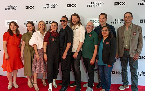 Nell Constantinople, Mary Lisio, Melanie Archer, Kelly Adams, Tim Travers Hawkins, Joe Bender, Bobby Silvestris, Chris Peterson, and Shawn Johnson at the premiere of "American Zoo" at the 25th Tribeca Film Festival in New York City.