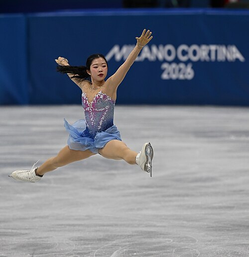 MILAN, ITALY - 19 FEBRUARY 2026: Ami NAKAI of Japan compete during the Figure Skating Women Single Skating Free Skating at the Olympic Winter Games Milano Cortina 2026 Milano Ice Skating Arena on February 19, 2026 in Milan, Italy