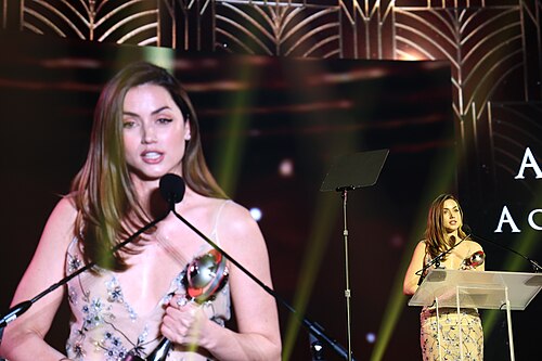 Ana de Armas accepting action start of the year at CinemaCon 2025 at Caesar's Palace in Las Vegas, NV