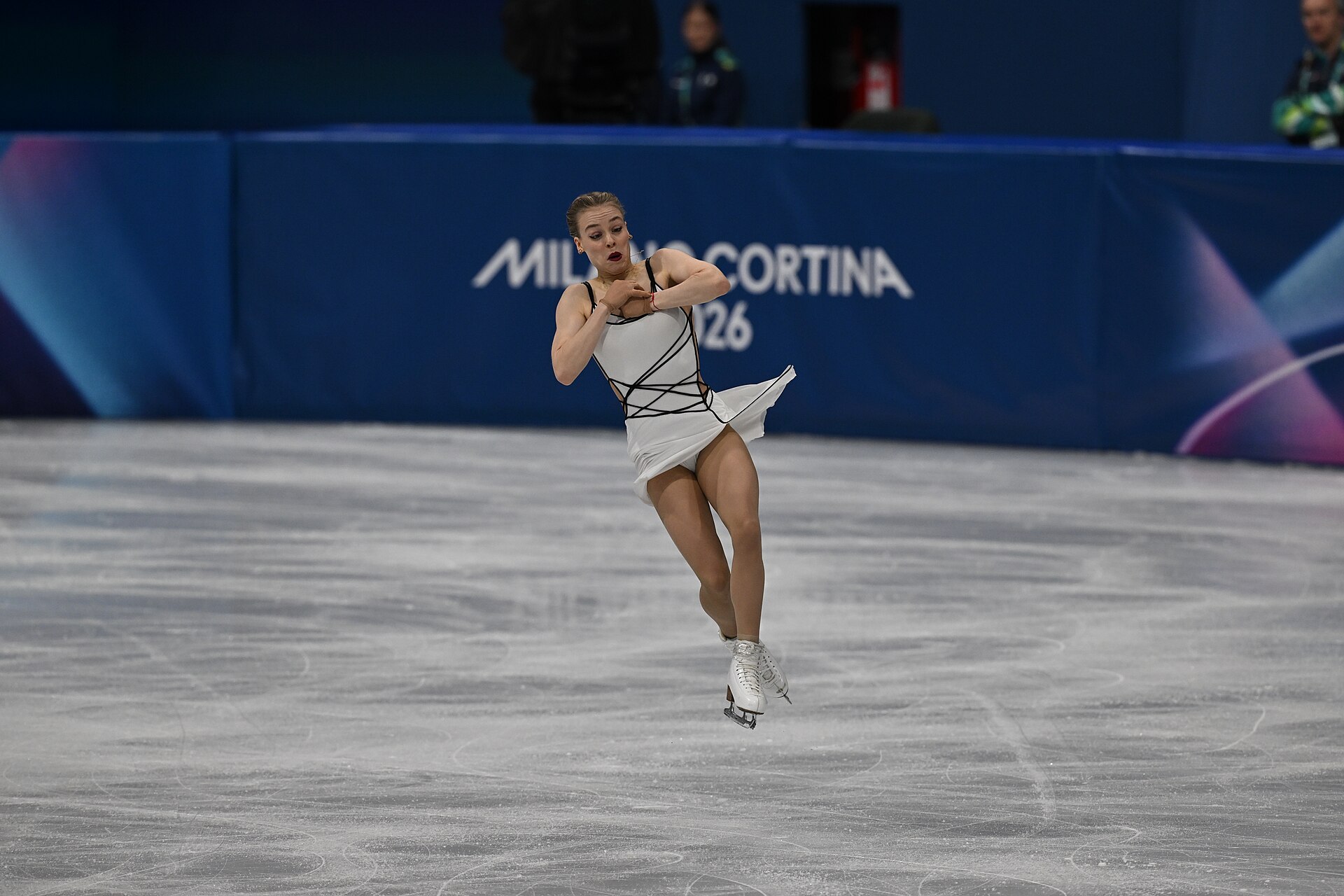 MILAN, ITALY - 19 FEBRUARY 2026: Anastasiia GUBANOVA of Georgia compete during the Figure Skating Women Single Skating Free Skating at the Olympic Winter Games Milano Cortina 2026 Milano Ice Skating Arena on February 19, 2026 in Milan, Italy
