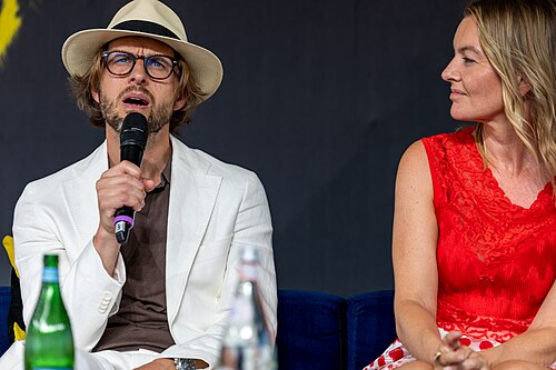 Anders Danielsen Lie and Maria Bäck at the Brave New Love Q&A during the 2026 Locarno Film Festival