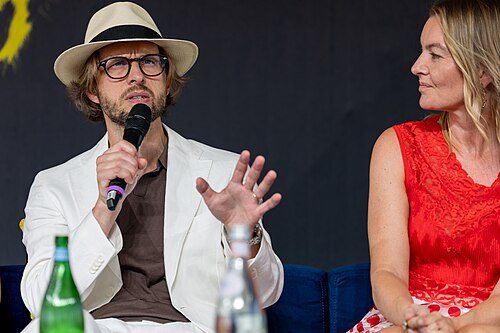 Anders Danielsen Lie and Maria Bäck at the Brave New Love Q&A during the 2026 Locarno Film Festival