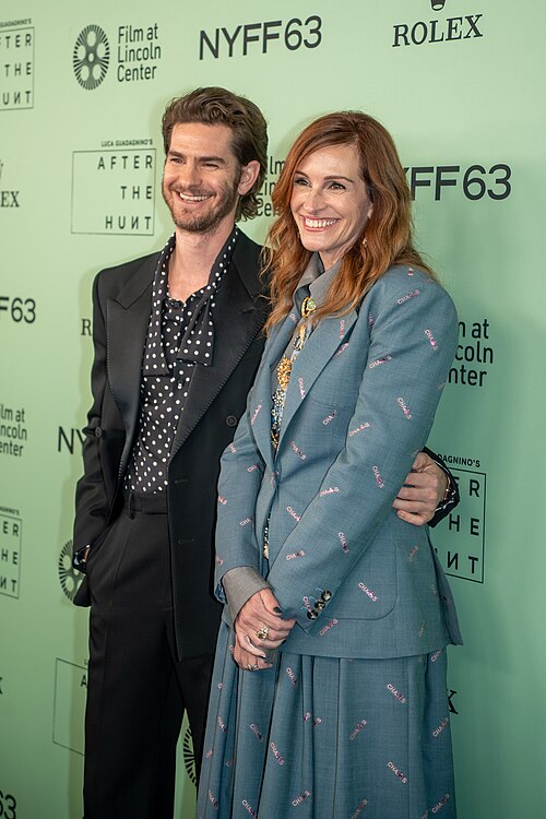 Andrew Garfield and Julia Roberts at the 63rd annual New York Film Festival at Lincoln Center in 2025 for the film After The Hunt