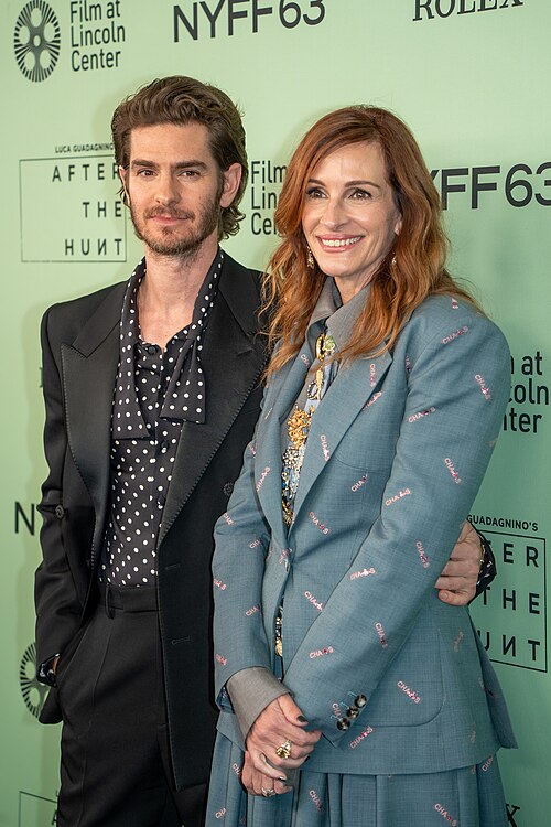 Andrew Garfield and Julia Roberts at the 63rd annual New York Film Festival at Lincoln Center in 2025 for the film After The Hunt