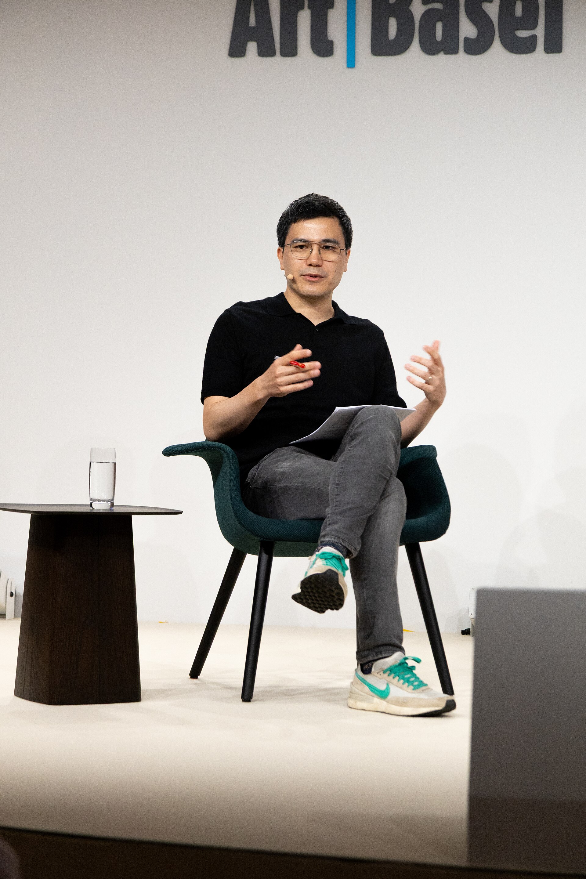 Andrew Maerkle, writer, editor, translator, at the Art Basel international art fair in Basel, Switzerland in June 2025.