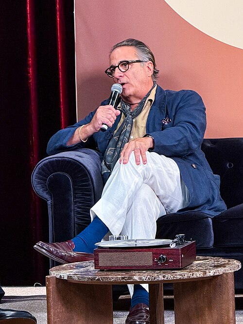 Andy Garcia being interviewed at Elvis Mitchell lounge at 2026 Cannes Film Festival.