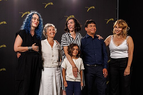 Angélica Castelló, Anna Muxart, Caterina Ramirez Guallar, Meritxell Colell Aparicio and Jose Luis López Cama attend "Lejos de los arboles" photocall during the 79th Locarno Film Festival on August 13, 2026 in Locarno, Switzerland.