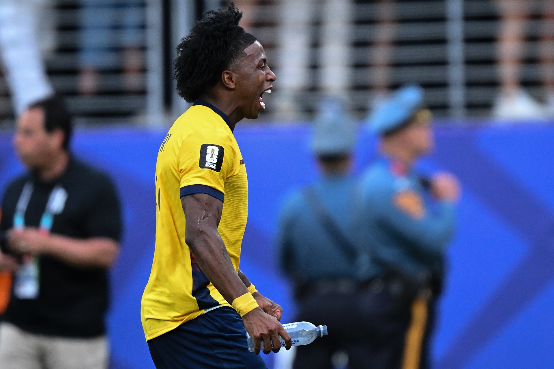 EAST RUTHERFORD, UNITED STATES - June 25: Angelo Preciado #17 of Ecuador reacts with tears after winning the FIFA World Cup 2026 Group E match between Ecuador  and  Germany on June 25, 2026 MetLife Stadium, East Rutherford, New Jersey