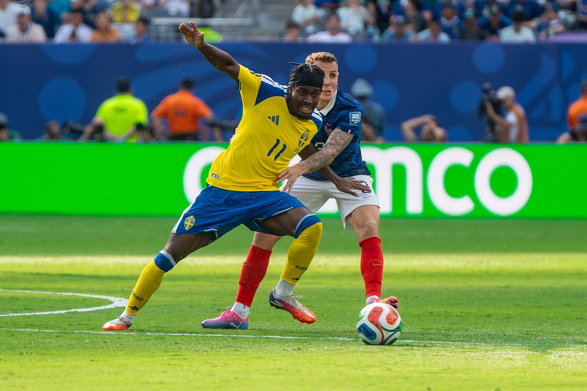 Anthony Elanga Lucas Digne during France v Sweden at the 2026 FIFA World Cup