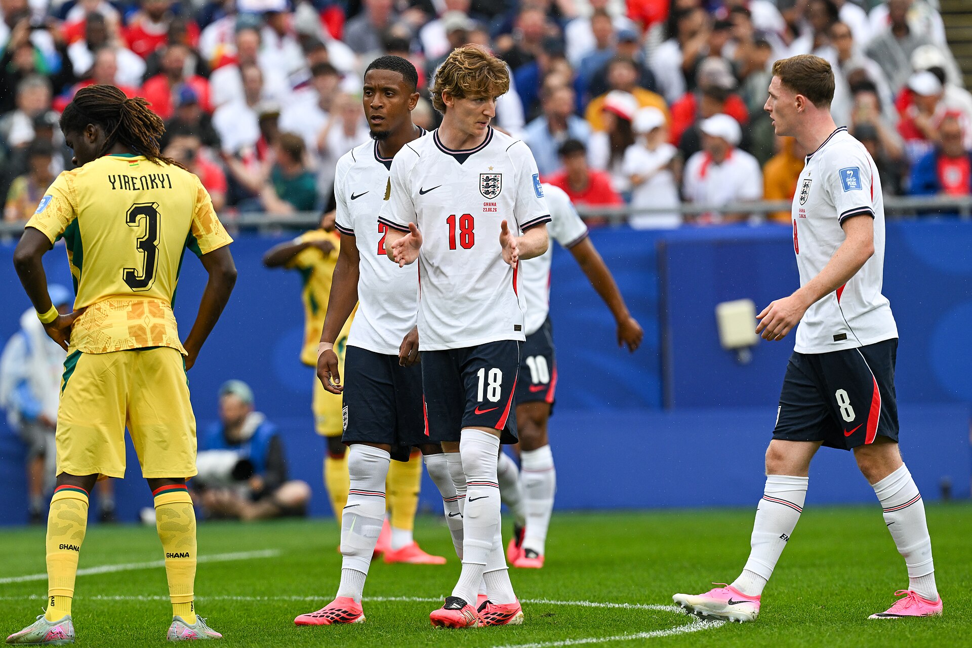 FOXBOROUGH, UNITED STATES - June 23: Anthony Gordon #18 of England during the FIFA World Cup 2026 Group L match between England and Ghana on June 23, 2026 Boston Stadium , Foxborough, Massachusetts