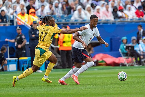 Antoine Semenyo Ezri Konsa during England v Ghana on 23 June 2026 at the 2026 FIFA World Cup