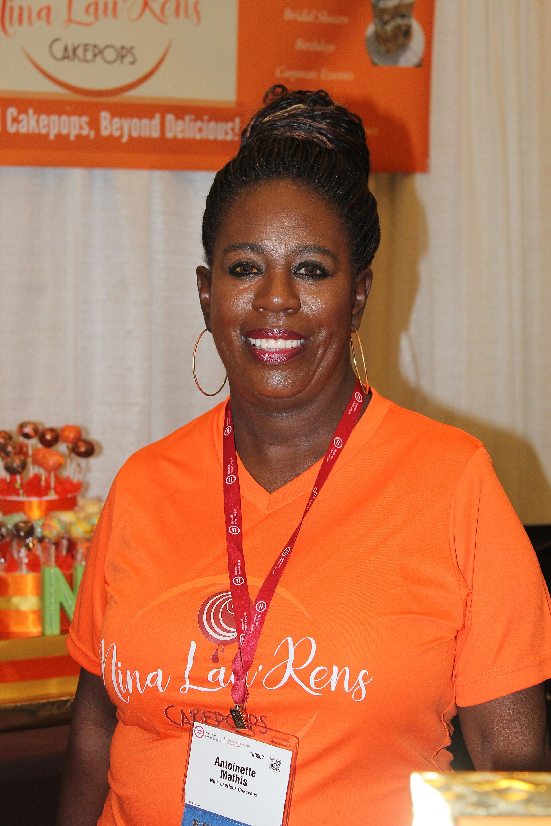 Antoinette Mathis, Cheif Chocolate Officer of Nina LauRens Cakepoos, at the 2025 National Urban League Conference.