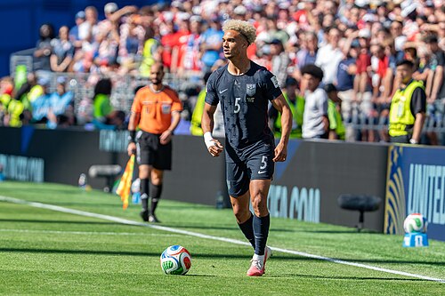 Antonee Robinson during Belgium v United States at the 2026 FIFA World Cup