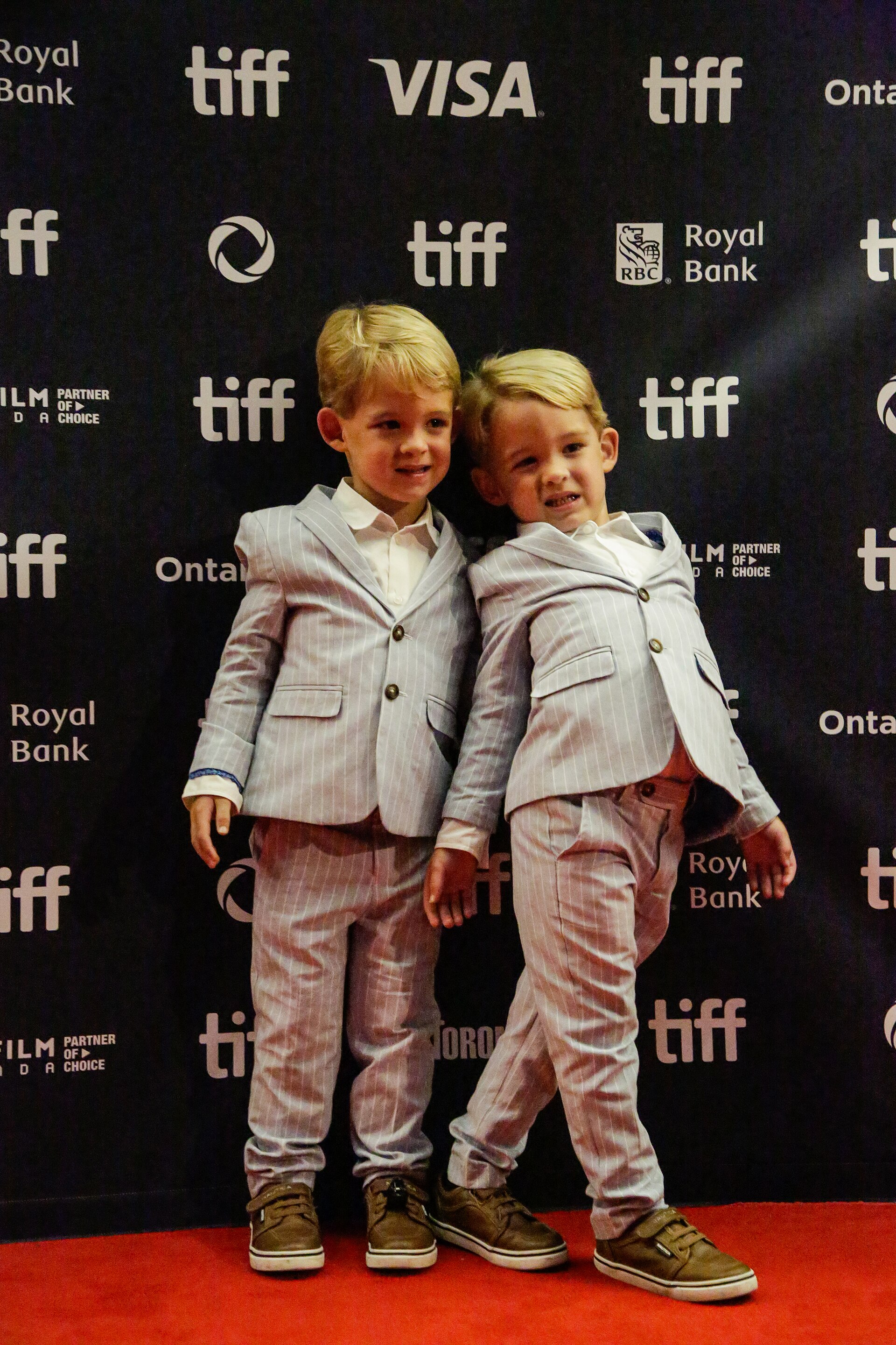 Arleigh Patrick Snowdon and Emmett James Snowdon, twin child actors, at the 2024 Toronto International Film Festival (TIFF) for the movie Nightbitch.