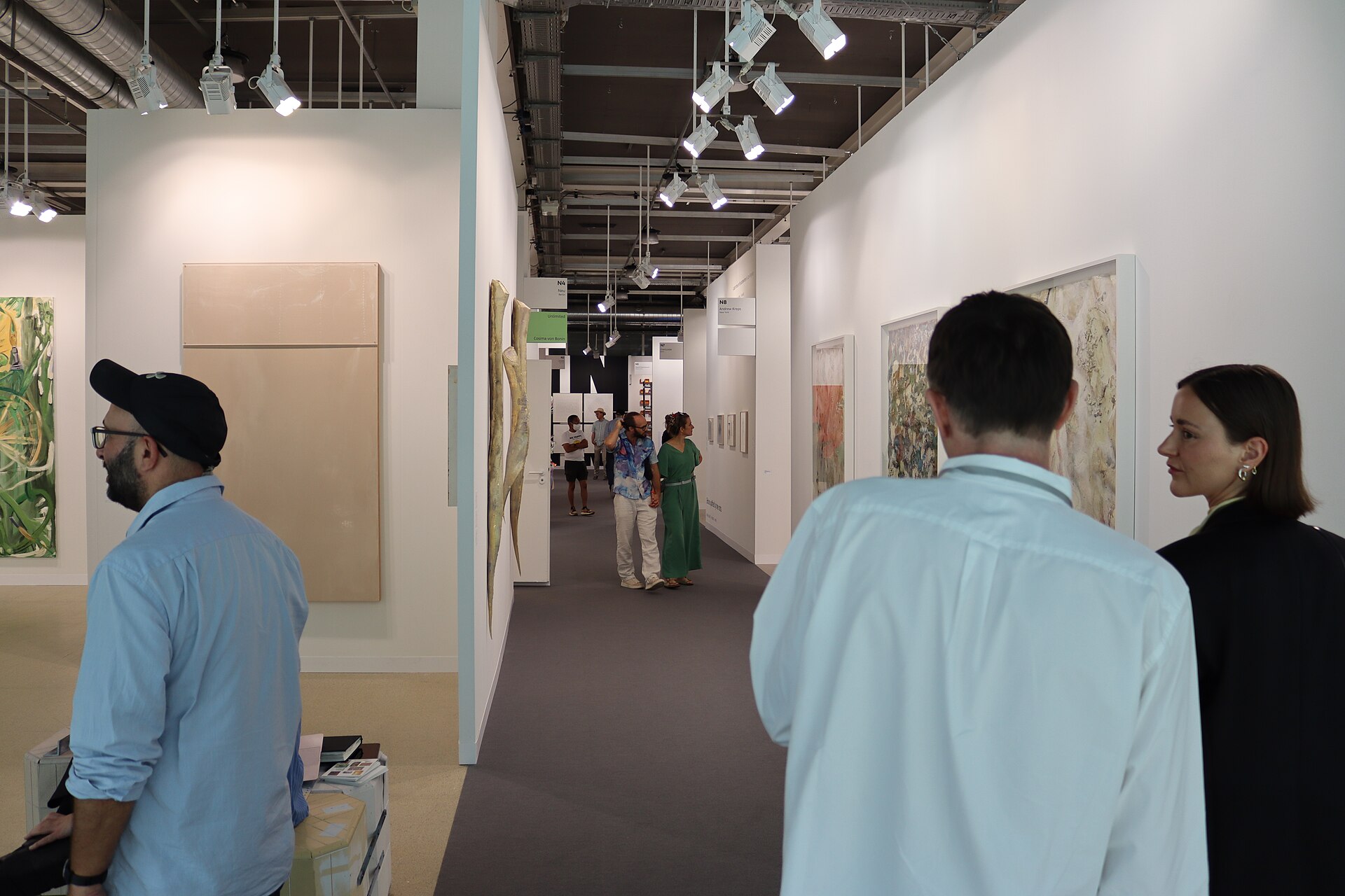 Various galleries exhibiting at the Art Basel fair of 2025