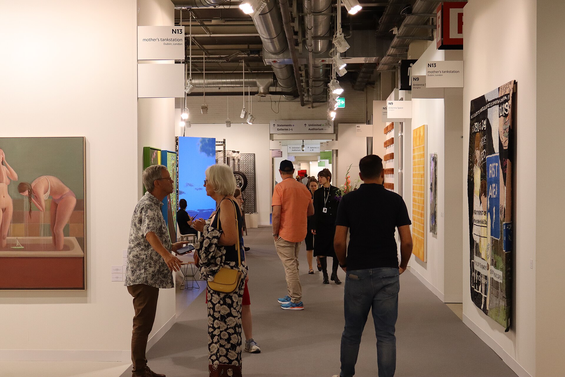 Various galleries exhibiting at the Art Basel fair of 2025