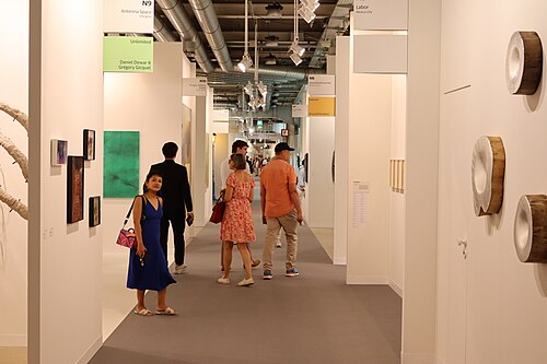 Various galleries exhibiting at the Art Basel fair of 2025