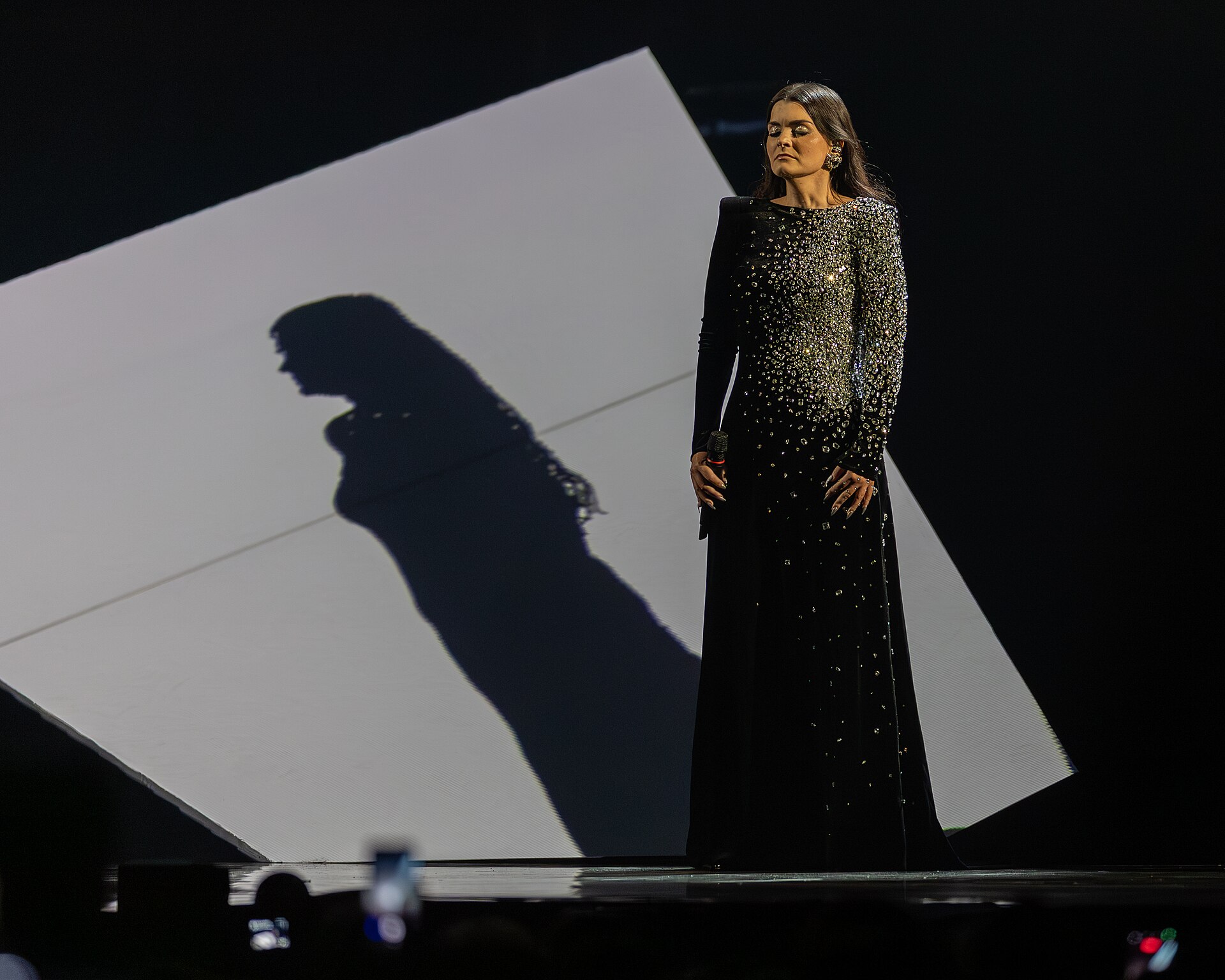 Atvara performing Ēnā, representing Latvia in the 2nd Semi Final of the 2026 Eurovision Song Contest in Vienna