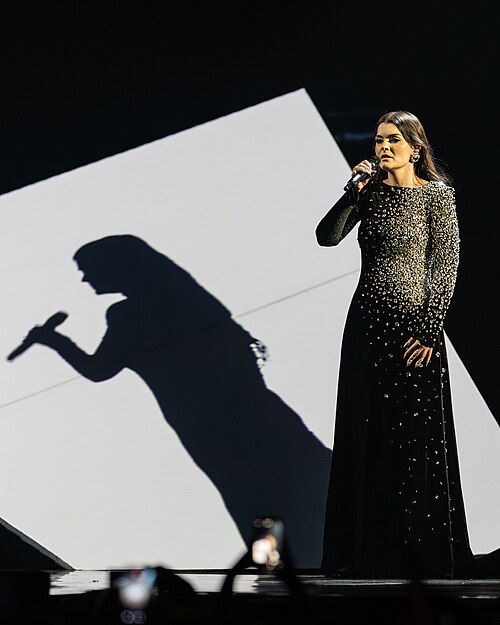 Atvara performing Ēnā, representing Latvia in the 2nd Semi Final of the 2026 Eurovision Song Contest in Vienna