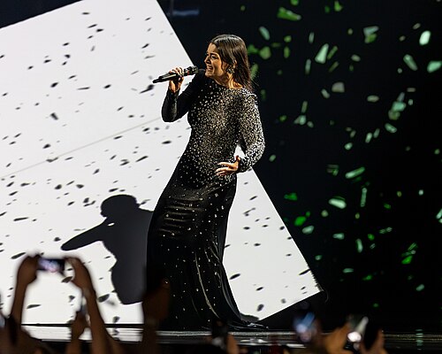 Atvara performing Ēnā, representing Latvia in the 2nd Semi Final of the 2026 Eurovision Song Contest in Vienna