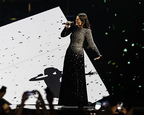 Atvara performing Ēnā, representing Latvia in the 2nd Semi Final of the 2026 Eurovision Song Contest in Vienna