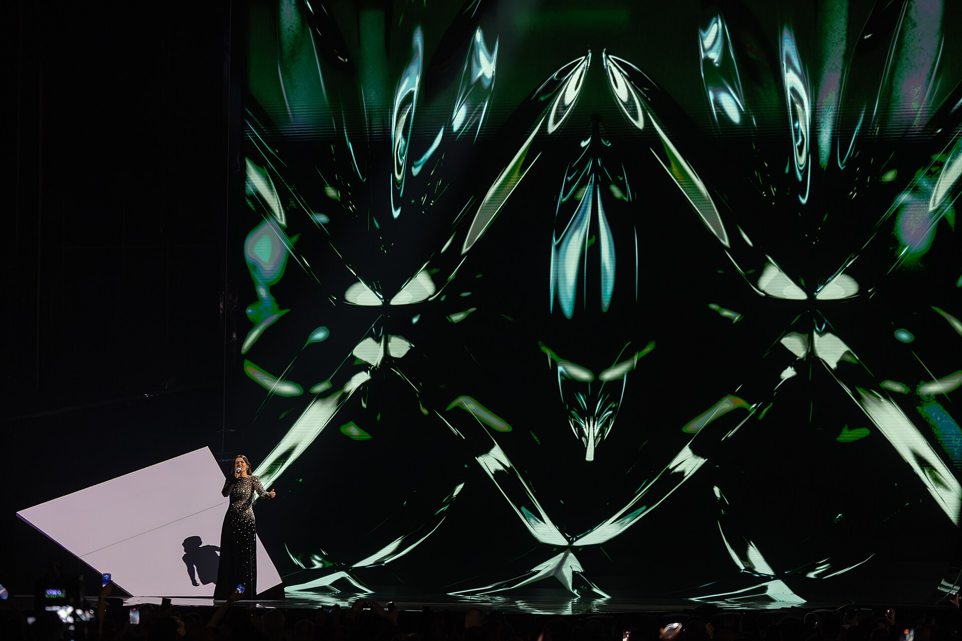 Atvara performing Ēnā, representing Latvia in the 2nd Semi Final of the 2026 Eurovision Song Contest in Vienna