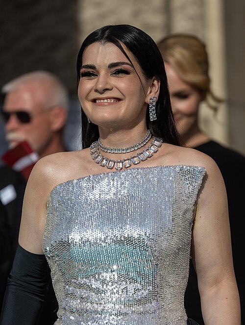 Atvara representing Latvia on the Turquoise Carpet at the 2026 Eurovision Song Contest in Vienna