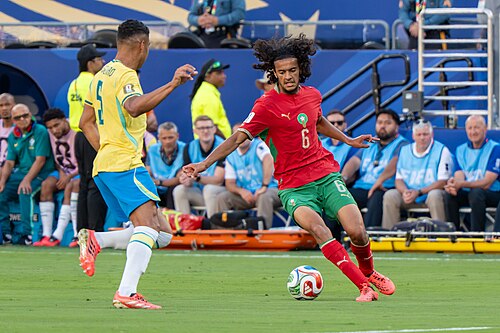 Ayyoub Bouaddi during Brazil v Morocco on 13 June 2026 at the 2026 FIFA World Cup at NY/NJ Stadium in East Rutherford, NJ