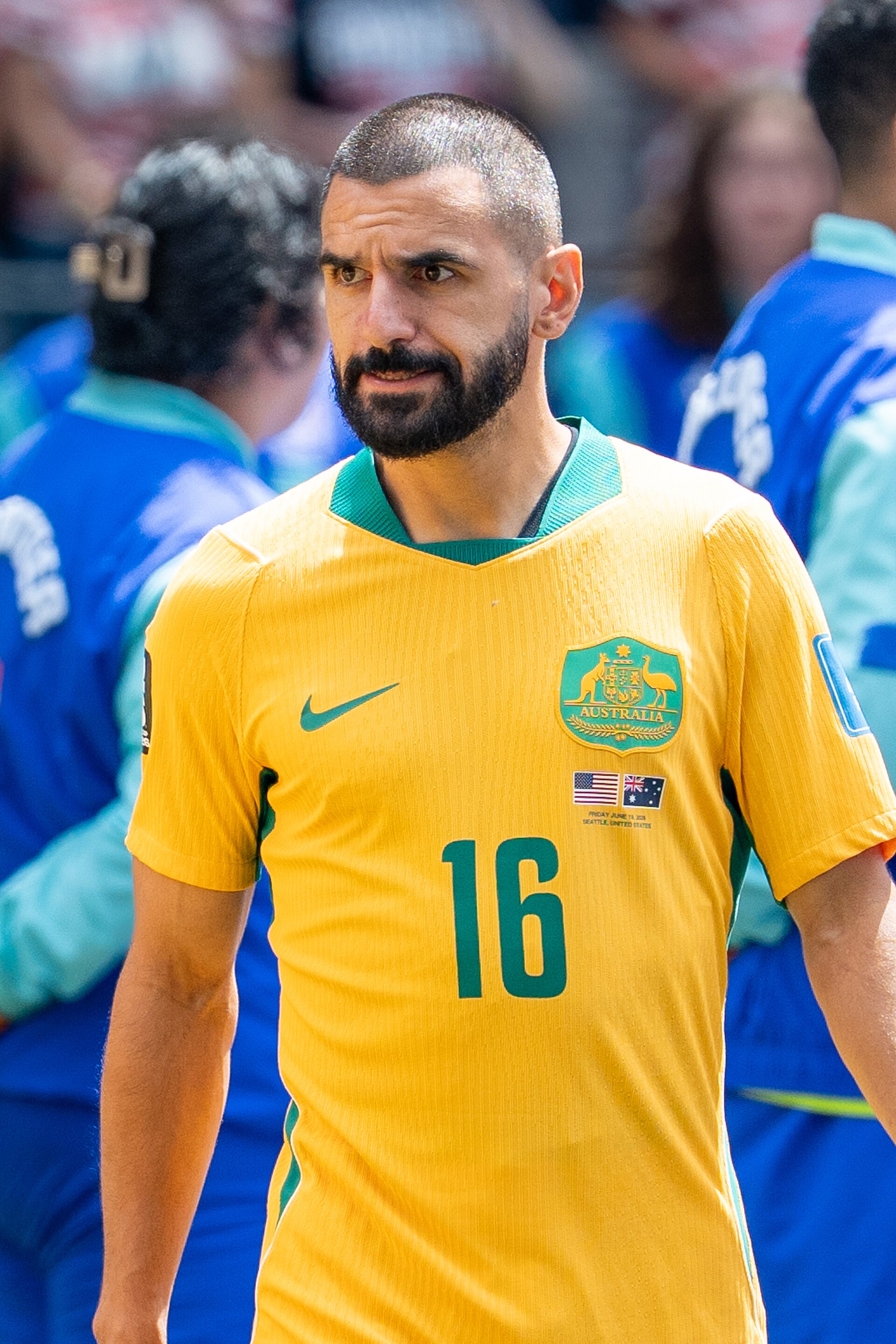 Aziz Behich during United States v Australia on 19 June 2026 at the 2026 FIFA World Cup
