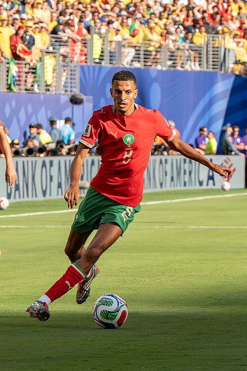 Azzedine Ounahi during Brazil v Morocco on 13 June 2026 at the 2026 FIFA World Cup at NY/NJ Stadium in East Rutherford, NJ