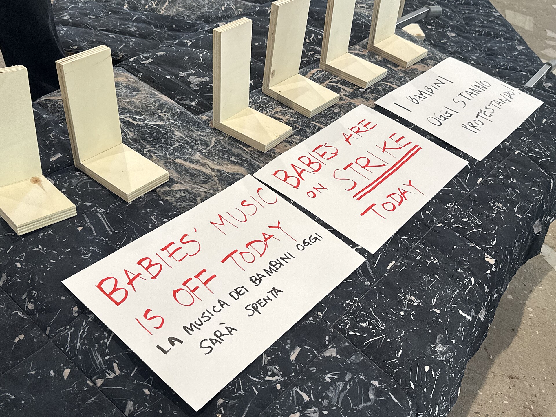 Artists on strike at the Japan Pavilion at the 2026 Venice Biennale on strike May 8, 2026 to protest the inclusion of Israel in the art exhibition. Numerous pavilions closed for all or part of the day.