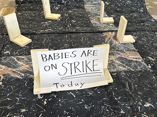 Artists on strike at the Japan Pavilion at the 2026 Venice Biennale on strike May 8, 2026 to protest the inclusion of Israel in the art exhibition. Numerous pavilions closed for all or part of the day.