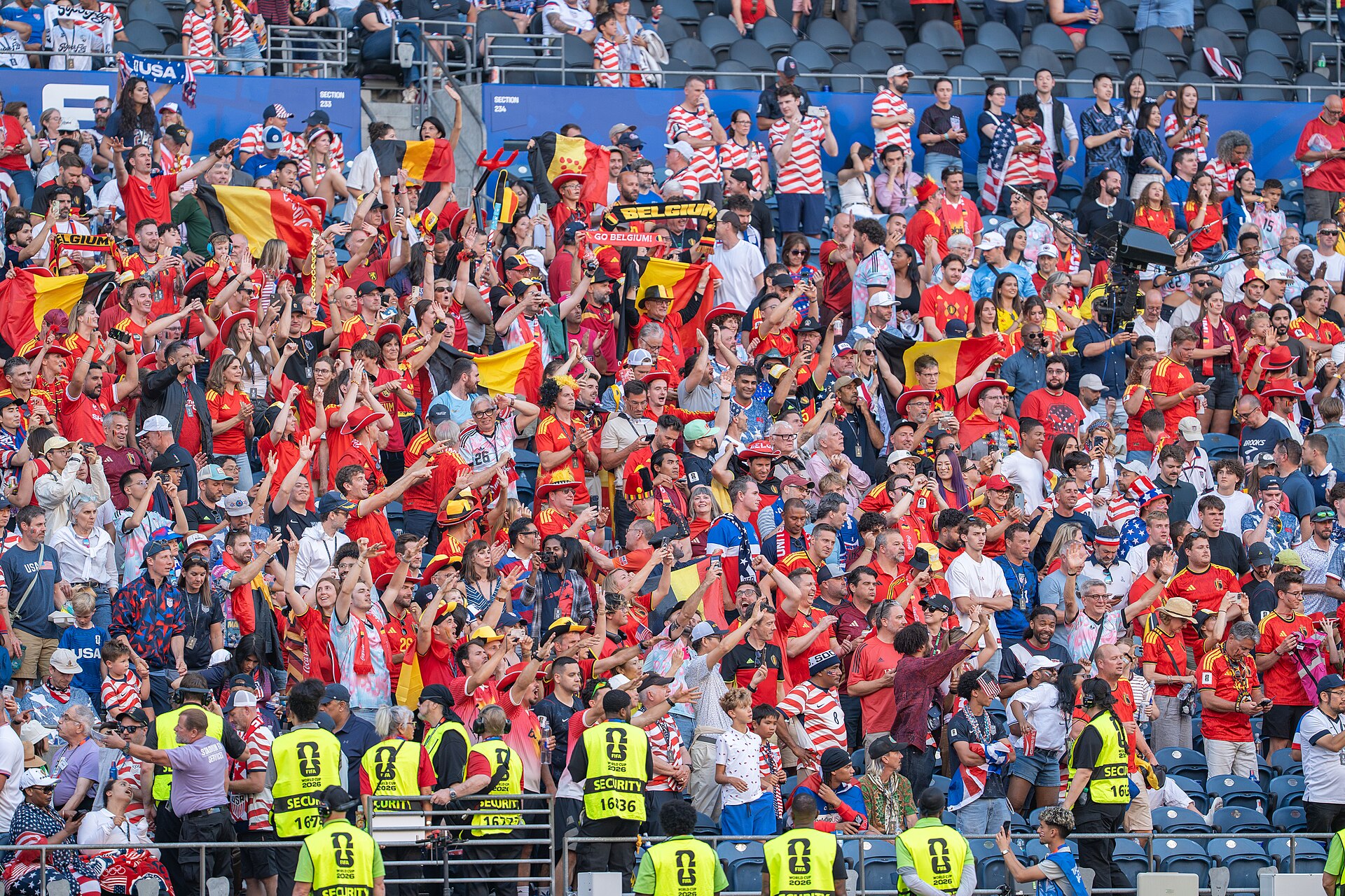 Belgium fans during Belgium v United States at the 2026 FIFA World Cup