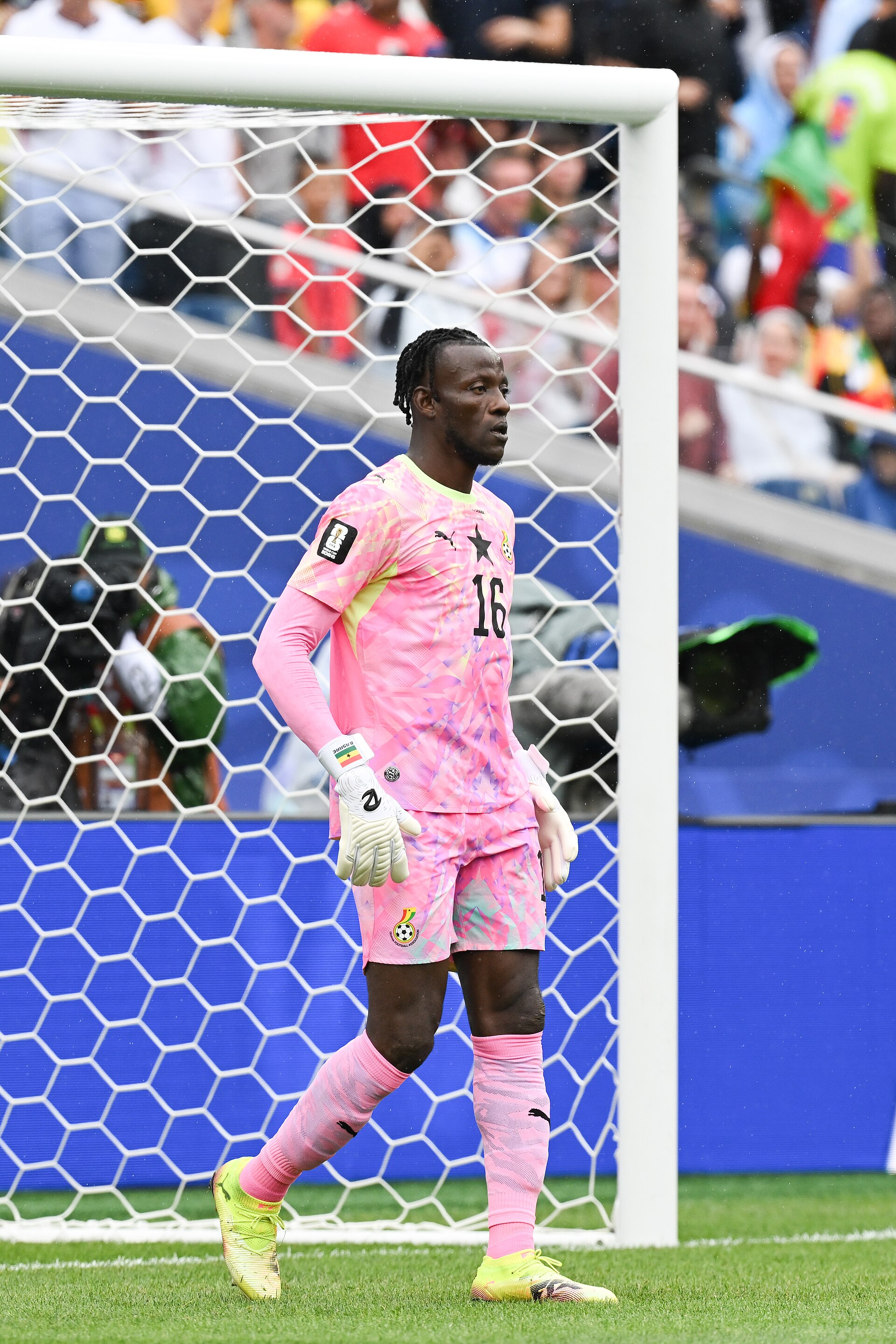 FOXBOROUGH, UNITED STATES - June 23: Goalkeeper Benjamin Asare #16 of Ghana during the FIFA World Cup 2026 Group L match between England and Ghana on June 23, 2026 Boston Stadium , Foxborough, Massachusetts