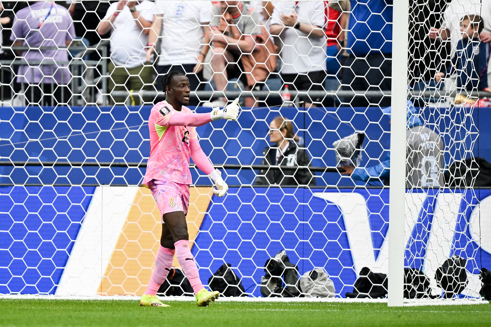 FOXBOROUGH, UNITED STATES - June 23: Goalkeeper Benjamin Asare #16 of Ghana during the FIFA World Cup 2026 Group L match between England and Ghana on June 23, 2026 Boston Stadium , Foxborough, Massachusetts