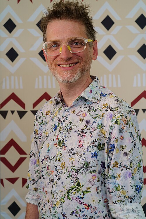 Benjamin Mako Hill portrait at Wikimania 2025 WikiPortraits Studio
