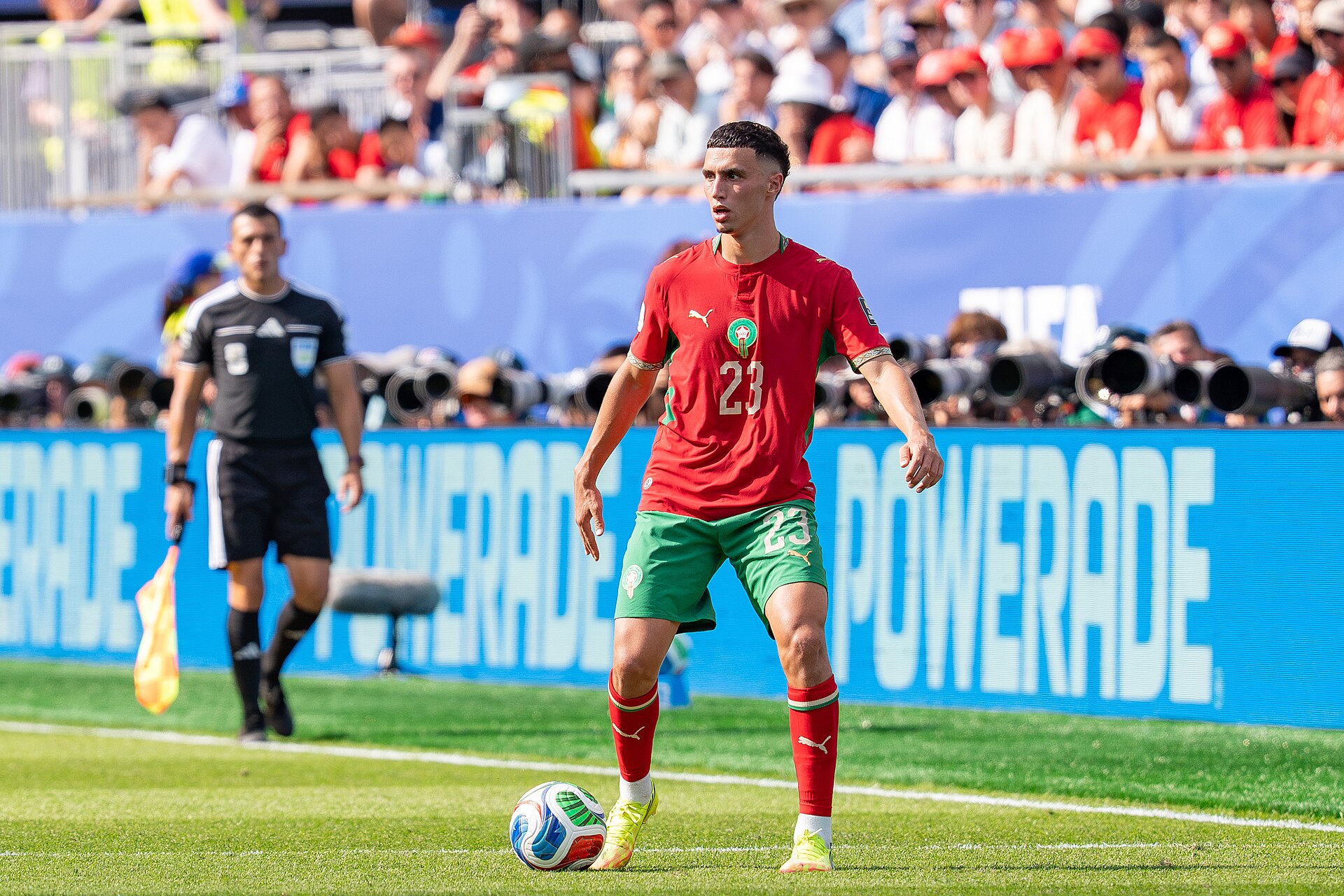 Bilal El Khannouss during France v Morocco at the 2026 FIFA World Cup