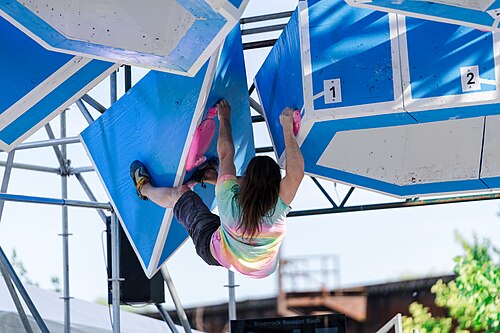 A competitor in the Boulder Bash Competition at Dominion Energy Riverrock on May, 15, 2026