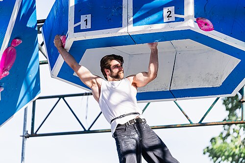 A competitor in the Boulder Bash Competition at Dominion Energy Riverrock on May, 15, 2026