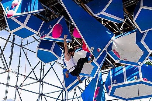 A competitor in the Boulder Bash Competition at Dominion Energy Riverrock on May, 15, 2026