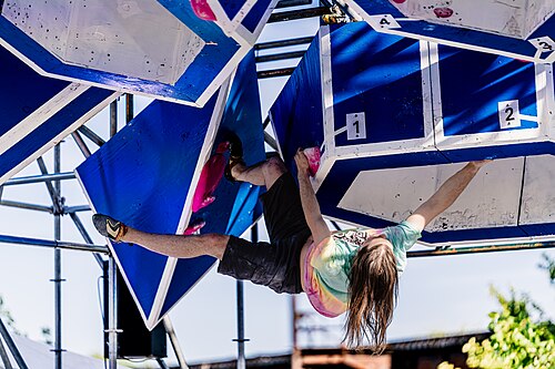 A competitor in the Boulder Bash Competition at Dominion Energy Riverrock on May, 15, 2026