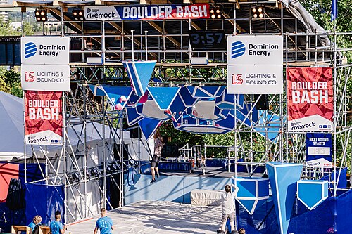 A competitor in the Boulder Bash Competition at Dominion Energy Riverrock on May, 15, 2026