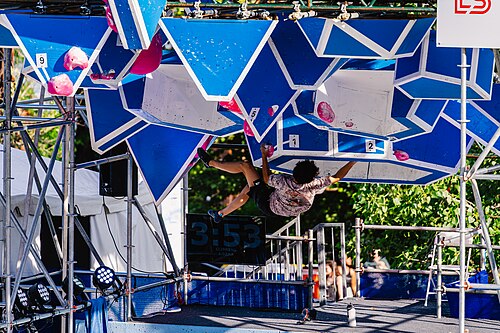 A competitor in the Boulder Bash Competition at Dominion Energy Riverrock on May, 15, 2026