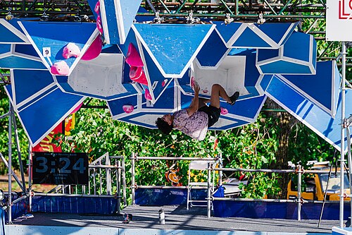 A competitor in the Boulder Bash Competition at Dominion Energy Riverrock on May, 15, 2026
